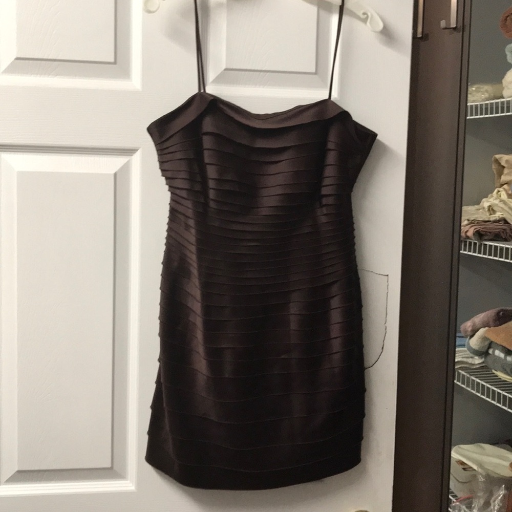 Pleated spaghetti cocktail dress